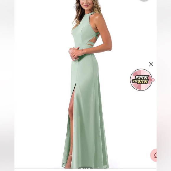 Azazie Clarice bridesmaid A-Line High Neck Chiffon Floor-Length Dress - Picture 2 of 10